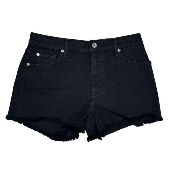 7 FOR ALL MANKIND Women’s Broken Twill Cut Off Short Black Size 28 - Picture 13 of 16